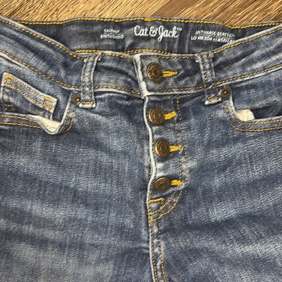 Girls Cat & Jack button fly distressed skinny jeans size 12 - Picture 5 of 6